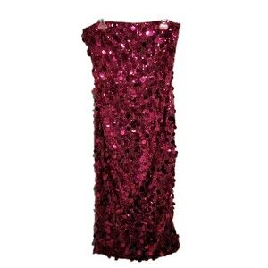 Pink Sparkly Sequin Strapless Stretch Dress Size XL